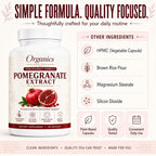 KYZTMHC Organic Pomegranate Extract, Pomegranate Fruit Extract Supplement with Polyphenol Antioxidants, Non-GMO, Daily Wellness Support, 90 Capsules