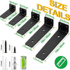 Floating Shelf Bracket 12 Inch of 4 Pack Heavy Duty Shelf Brackets Black Coated Metal L Bracket Wall Shelf Support DIY Brackets with 1/5 Inch Thick and 160 LBS Load Capacity