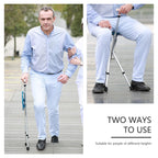 Yayayo Walking Cane with Seat Aluminum Alloy Portable LED Floding Chair for Seniors Adult Height Adjustable Heavy Stick Stool for Elderly Gift Blue