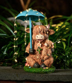 Joint Honglin Outdoor Highland Cow Garden Statue with String Lights