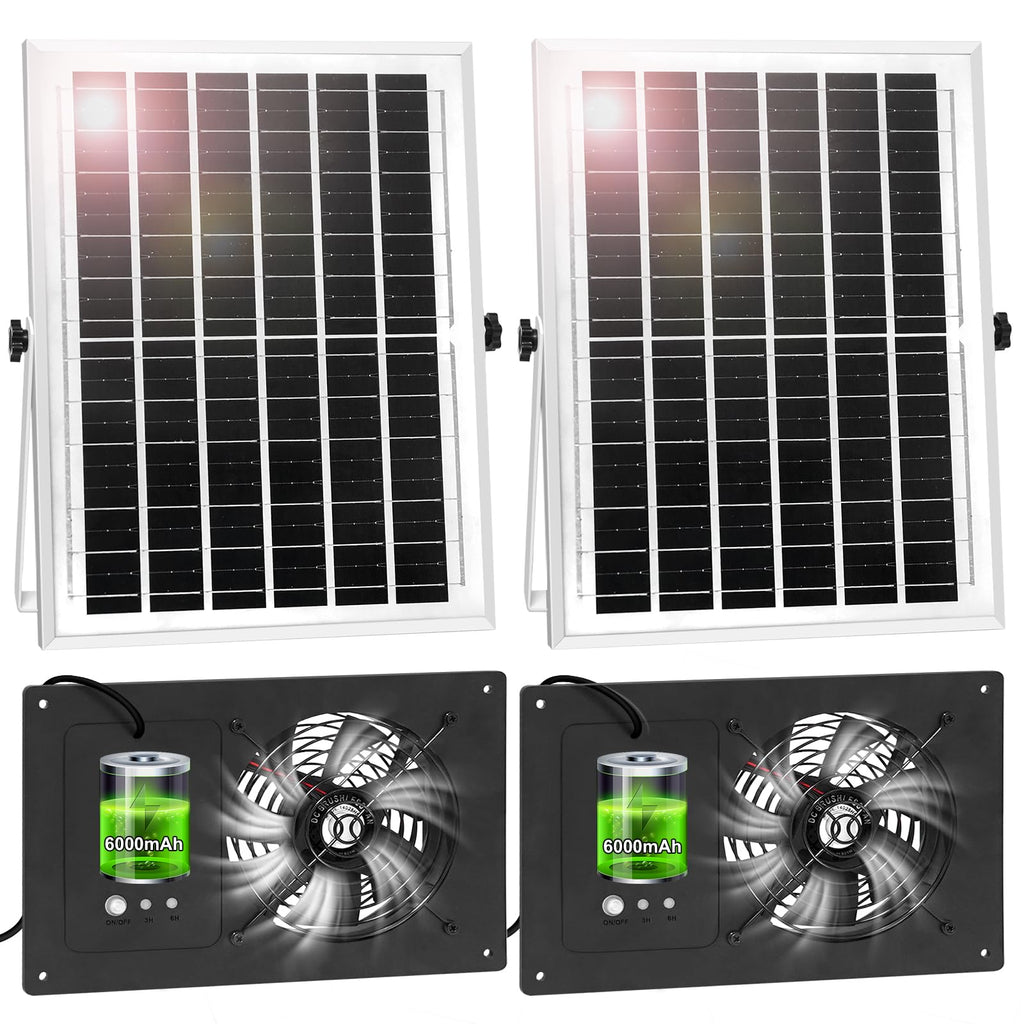 Solar Powered Fan with Battery Run Day/Night,15W Solar Fan for Chicken Coop