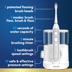 Waterpik Sonic-Fusion 2.0 Professional Flossing Electric Toothbrush with Water Flosser Combo Two In One, For Daily Gum Care and Cleaning Teeth, Braces, Implants, White SF-04CD010-1, Packaging May Vary