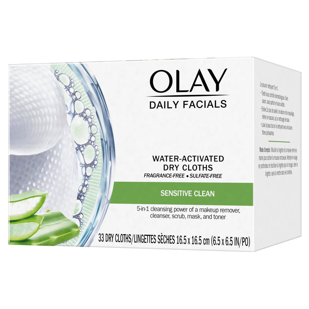 Olay Eye Makeup Remover Wipes, Daily Facials Gentle Face Cleanser for Sensitive Skin, Alcohol and Fragrance Free, Soft Face Wash Towels, Travel Essentials for Women, Dry Cloths, 99 ct (3 X 33ct)