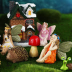 Roowest 16 Pcs Garden Accessories Miniatures Fairies Kit Resin Hedgehogs Cute Tiny Mushroom Miniature Figurines Mini Garden Micro Landscape Ornaments for Lawn Yard Home Outdoor Decorations