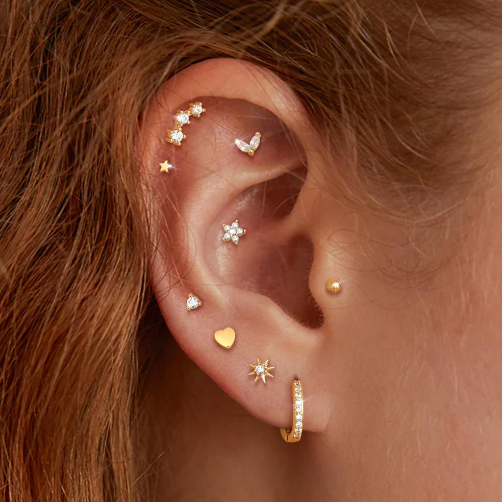25Pcs Hypoallergenic Flat Back Earrings Cartilage Hoop Sets for Women