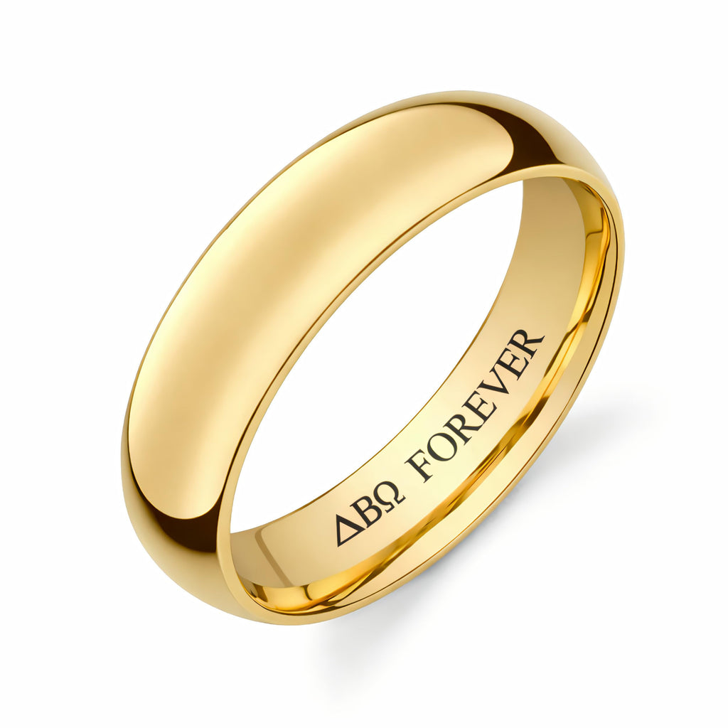 Personalized Men’s Gold Tungsten Ring – Custom Engraved Wedding Band with Free Engraving in Any Language - Ships from USA
