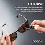 CarbonKlean Peeps Eyeglass Lens Cleaner - Efficient and Durable Carbon Microfiber Technology - Exclusively Used by NASA - 500 Uses, Soft Touch Green (2 Pack)