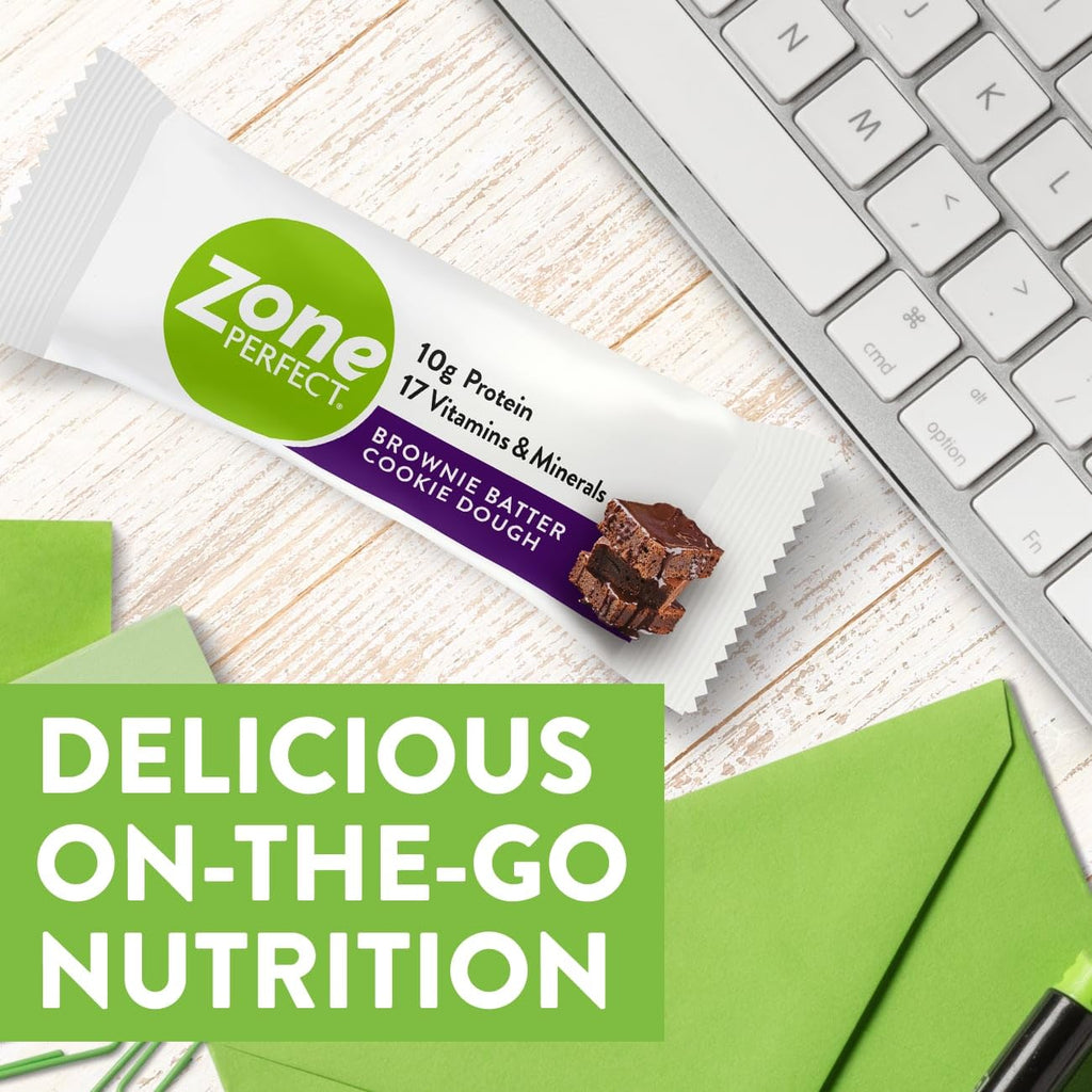 ZonePerfect Protein Bars, 16 vitamins & minerals, 10g protein, Nutritious Snack Bar, Brownie Batter Cookie Dough, 10 Count