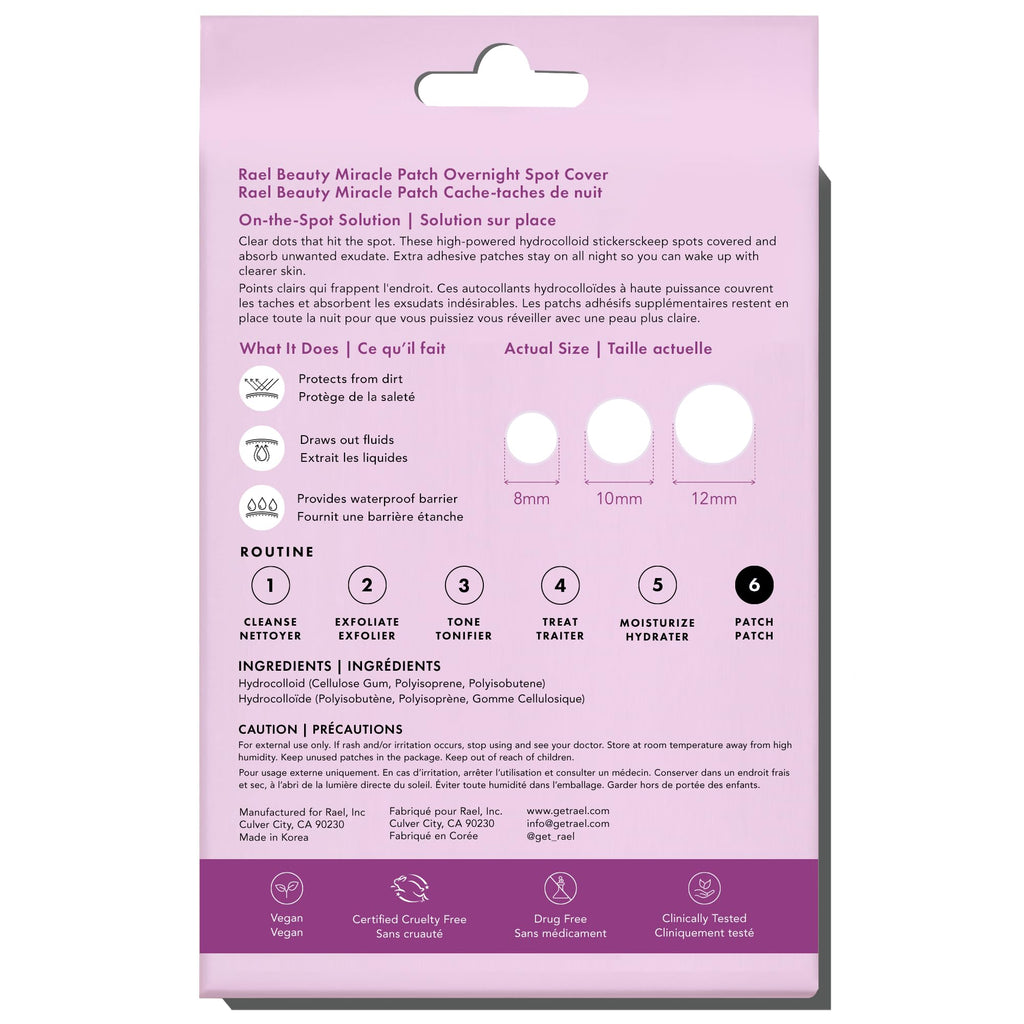 Rael Miracle Overnight Spot Cover Hydrocolloid Acne Pimple Patches (104 Ct)