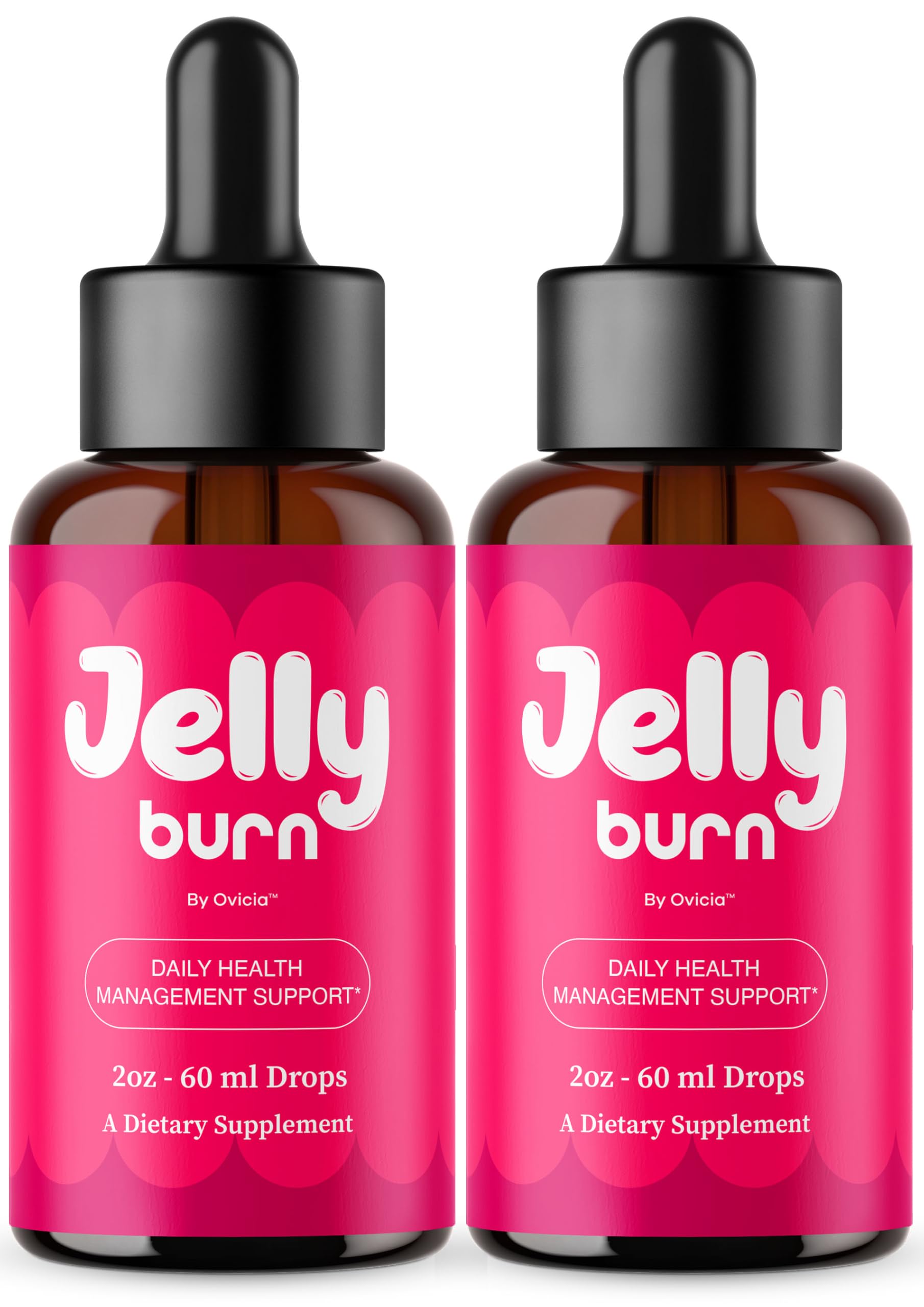 (2 Pack) Jelly Burn Drops - Official JellyBurn Oral Liquid Drops Advanced Premium Formula Maximum Strength, All Natural Ingredients Vitamins for Overall Health & Wellness, 2 Bottles for 2 Months
