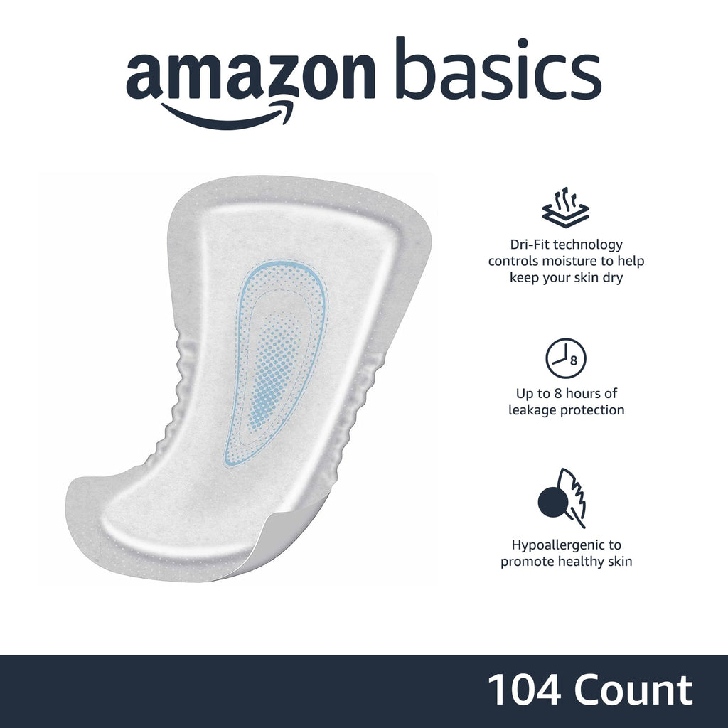 Amazon Basics Men's Incontinence Guards, Maximum Absorbency, 416 Count, (8 Packs of 52)