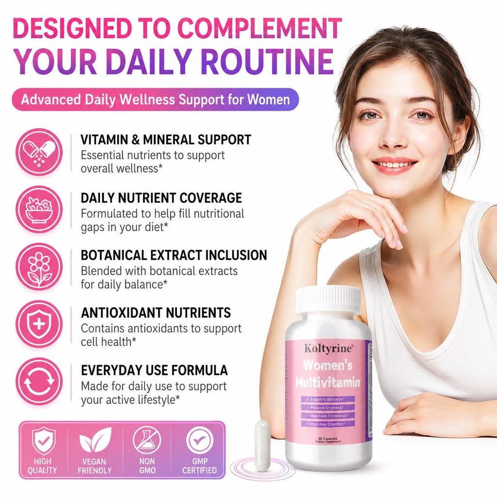 Koltyrine Vimerson Health Multivitamin for Women 13-in-1 Vitamin Complex with Biotin, Collagen & Keratin Vitamins B Complex, A, C, D3, E & K2 Hair Skin Nails & Energy Support 60 Capsules