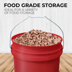 5-Gallon Red Bucket Pail with Gamma Seal Screw on Airtight Lid, Metal Handles with Plastic Grip for Easy Carrying, Easy Stack and Store, Heavy-Duty 90MIL Extra Durable, Food Grade, BPA Free - 1 Pack