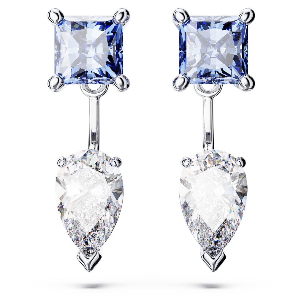 Swarovski Mesmera Earring Jackets, Blue and Clear Mixed-Cut Stones in a Rhodium Finished Setting, Part of the Swarovski Mesmera Collection