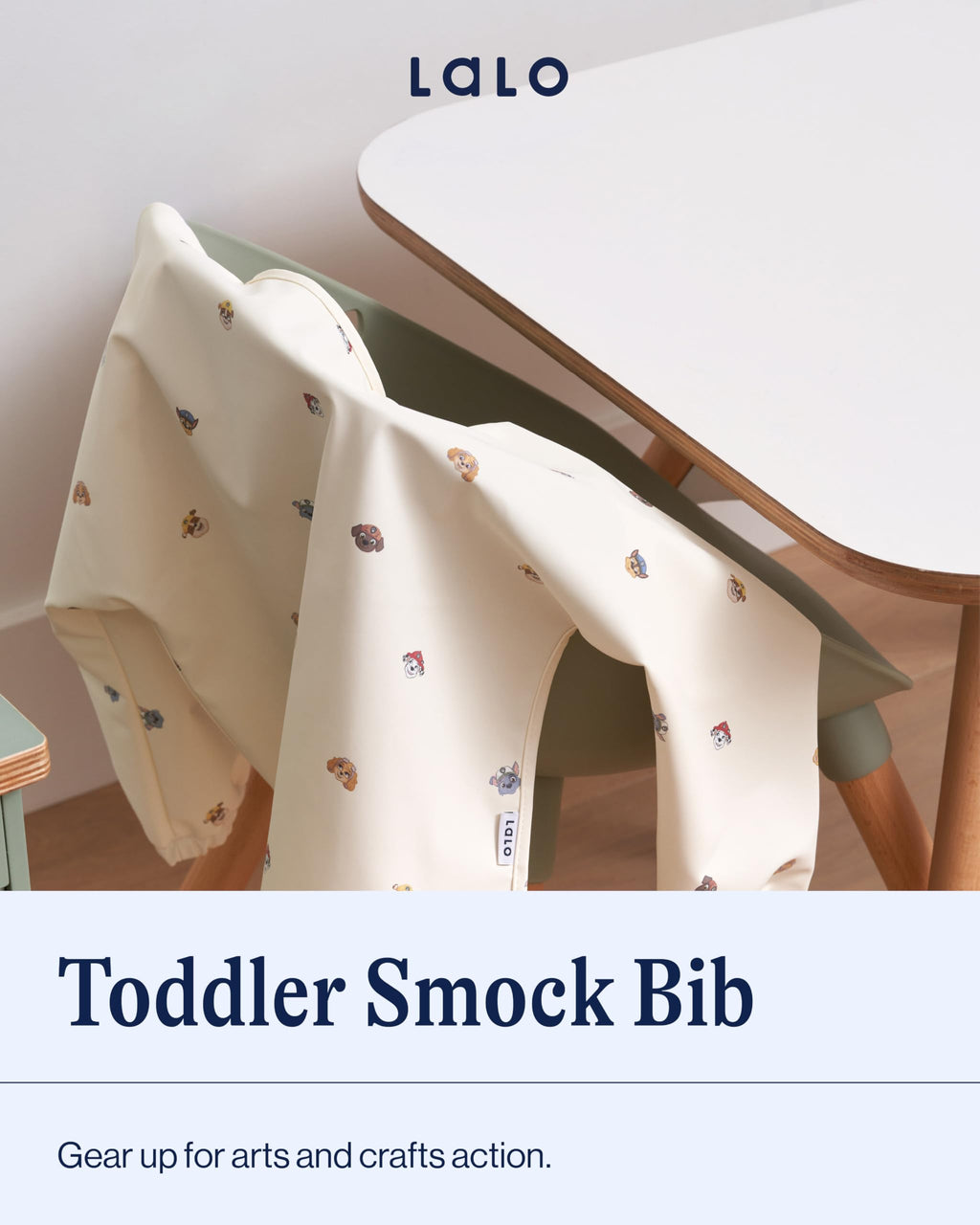 Lalo PAW Patrol Art Smock - Painting Apron For Children - Kids Smock With Long Sleeves and Easy to Clean - 100% Recycled Polyester - Waterproof for Ages 2 And Up - Toddler Painting Smock - Oatmeal