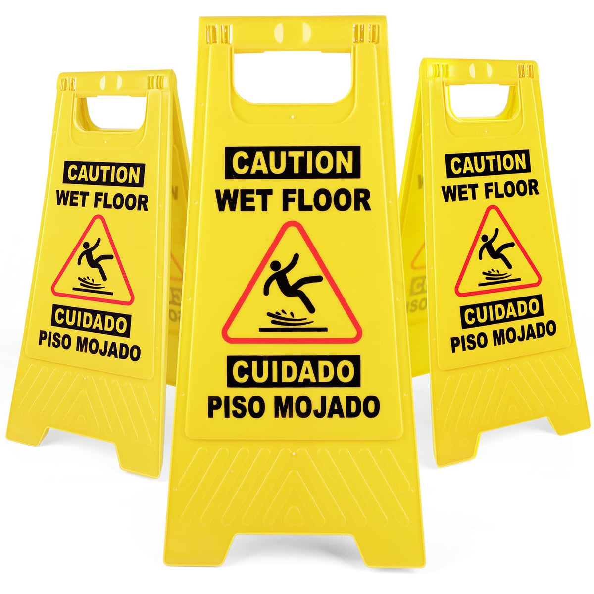 XPCARE 3 Pack 24 IN Caution Wet Floor Sign Bilingual Foldable Safety Sign