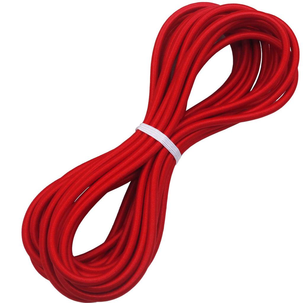 Huouo 1/4" Elastic Bungee Shock Cords, 50 Feet Marine Grade Kayak Heavy Stretch String Rope & Tie Down Trailer Straps for DIY Projects Red
