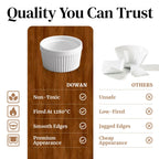 DOWAN 8 oz Ramekins Oven Safe for Creme Brulee, Souffle Dish Baking Bowls, Custard Cups for Pudding Dips Sauce Dessert Yogurt Ice Cream, Ceramic Ramiken Set of 6, Soft White