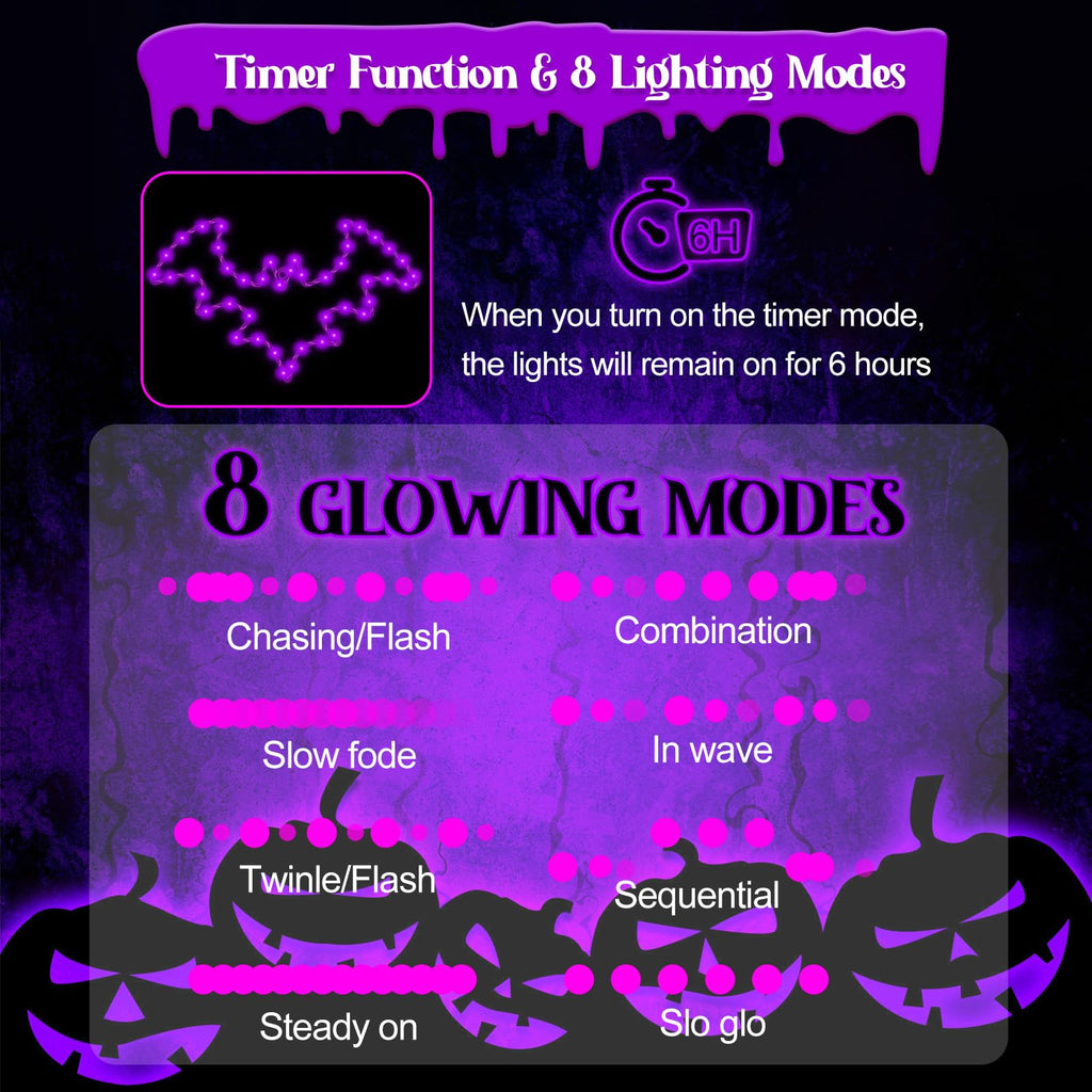 Bstge Halloween Window Lights, 2 Pack LED Waterproof Timer Indoor Decor