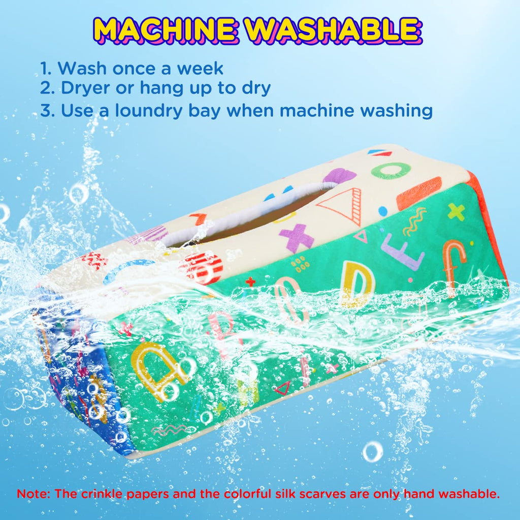 URMYWO Baby Tissue Box Toy, Montessori Baby Toys for 6-12 Months 1 Year Old Boy Girl, Soft Crinkle Sensory Toys for Infant Toddlers, Stocking Stuffers, Baby Boy Girl Gifts