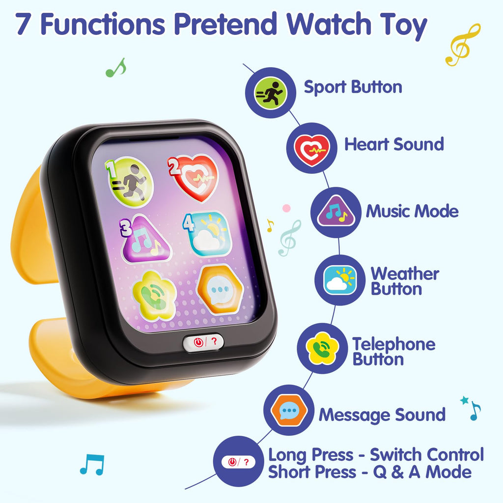 HOLA Toys for 1 Year Old Boys & Girls, 7 Functions Baby Musical Toy Watch, Learning & Travel Baby Toys 6-12-18 Months, Birthday Gift for Boys & Girls Christmas Stocking Stuffers