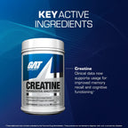 GAT SPORT Creatine Monohydrate 300 Gram Powder, Strength, Brain Health, Anti-oxidant, Endurance, for Men & Women, Unflavored, 60 Servings