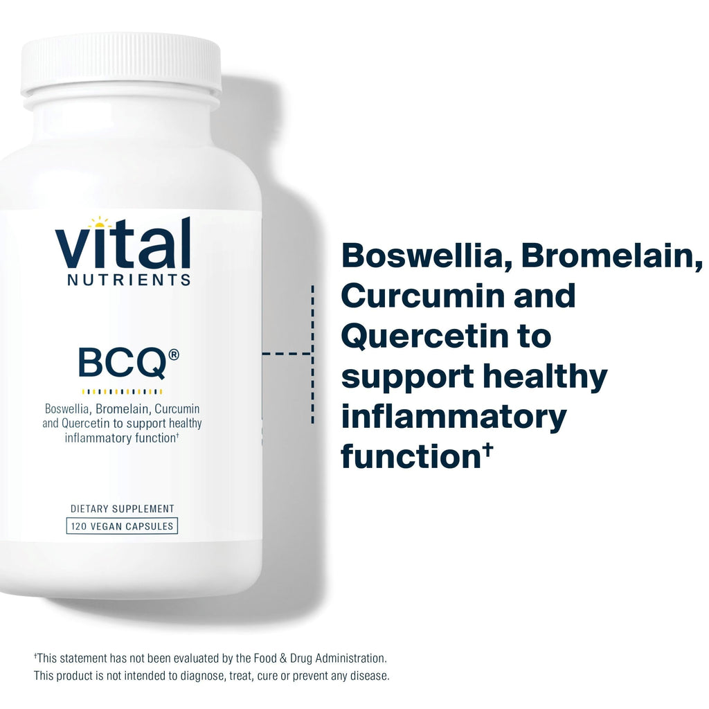 Vital Nutrients BCQ - Vegan Boswellia, Bromelain, Curcumin & Quercetin Supplement - Joint Support Supplement - Supports Sinus & Digestive Health - Gluten, Dairy, Soy Free - 120 Capsules