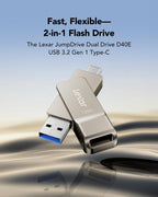 Lexar D40E 128GB Dual USB 3.2 Gen 1 Type-C Jump Drive, Champagne Silver