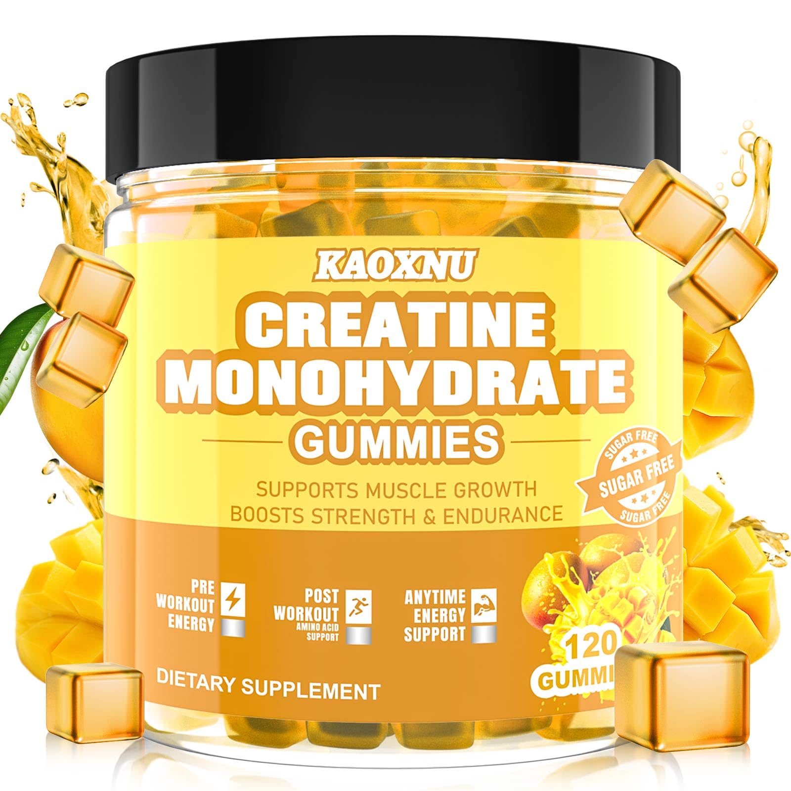 KAOXNU 2 Pack Creatine Monohydrate Gummies 5000mg for Men & Women, 120 CT Chewable Creatine Monohydrate for Energy Boost, Muscle Support, 5.6g of Creatine Monohydrate per Serving - Sugar Free