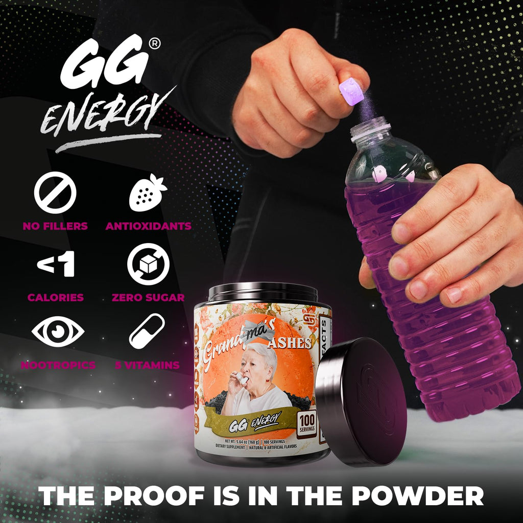 Gamer Supps GG Energy - Grandma's Ashes by Goons (100 Servings) - Keto Friendly Gaming Energy and Nootropic Blend, Sugar Free + Caffeine + Vitamins + Immune Support, Powder Drink
