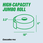 Cascades PRO Select Jumbo Roll Premium Bath Tissue 2-Ply - Suitable for universal dispensers -Toilet Paper is Septic Tank Safe, Certified, Recycled - 1000' length/Roll, 12 Rolls/Box - B140 - White