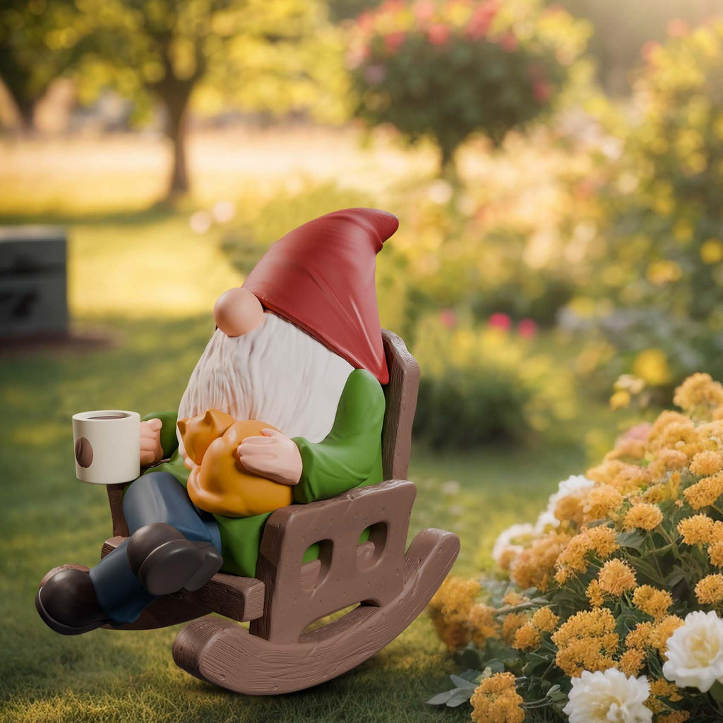 Faumsut Drinking Coffee Garden Gnomes Statue Decoration