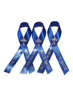 Personalized Memorial Service Funeral Ribbon Pins 20 Cross Religious Celebration of Life Custom Made Awareness Remembrance Anniversary Death Cross Sympathy In Loving Memory Angel (Royal Blue)