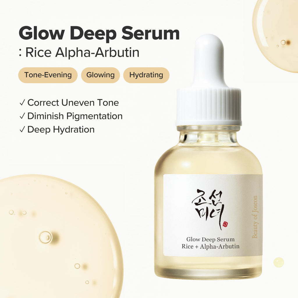 Beauty of Joseon Glow Deep Serum Rice Alpha-Arbutin for Uneven Dull Skin Tone, Daily Korean Skin Care for Men and Women 30ml, 1 fl.oz