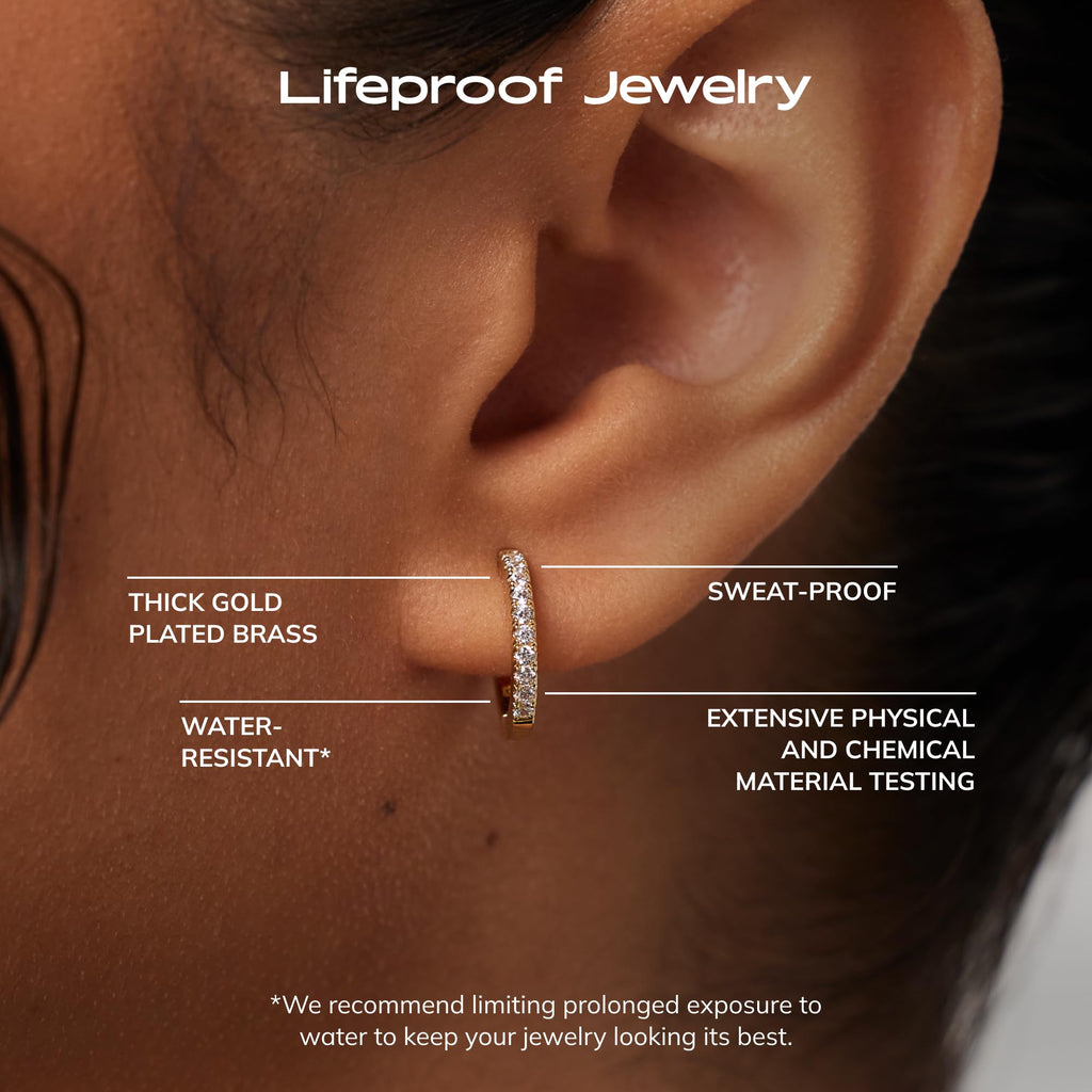 Ana Luisa Huggie Hoop Earrings - Minimal Single & Stacked Double Hoop Styles for Women - 14K Gold Plated, Silver Rhodium & Two-Tone - Hypoallergenic, Water-Resistant, Tarnish-Free