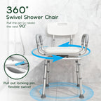 Swivel Shower Chair with Arms and Back, 450lbs Heavy Duty Shower Chair for Elderly and Disabled, Handicap Shower Chairs for Inside Shower Stool & Bath Tub Seat for Adults