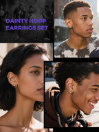 Richsteel 3 Pairs Mens Hoop Earrings Sets, Hypoallergenic Stainless Steel