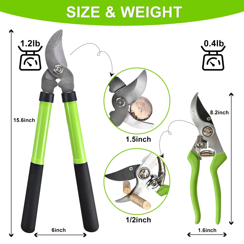 YIAD DRAGON HORSE 2Pcs Garden Shears Set, High Carbon Steel Pruning Loppers