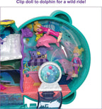 Polly Pocket Otter Aquarium Compact, Aquarium Theme with Micro Polly & Nicolas Dolls, 5 Reveals & 12 Accessories, Pop & Swap Feature, Great Gift for Ages 4 Years Old & Up