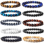 SONNYX 10PCS 8MM Tiger Eye Bracelet for Men Women