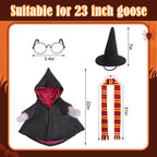 Watayo 4 Pcs/Set Christmas Wizard Goose Outfits, Lawn Porch Goose Statue Wizard Costume, Garden Goose Witch Clothes with Hat Scarf Glasses for 23" Statue Christmas Fall Outdoor Patio Yard Decor