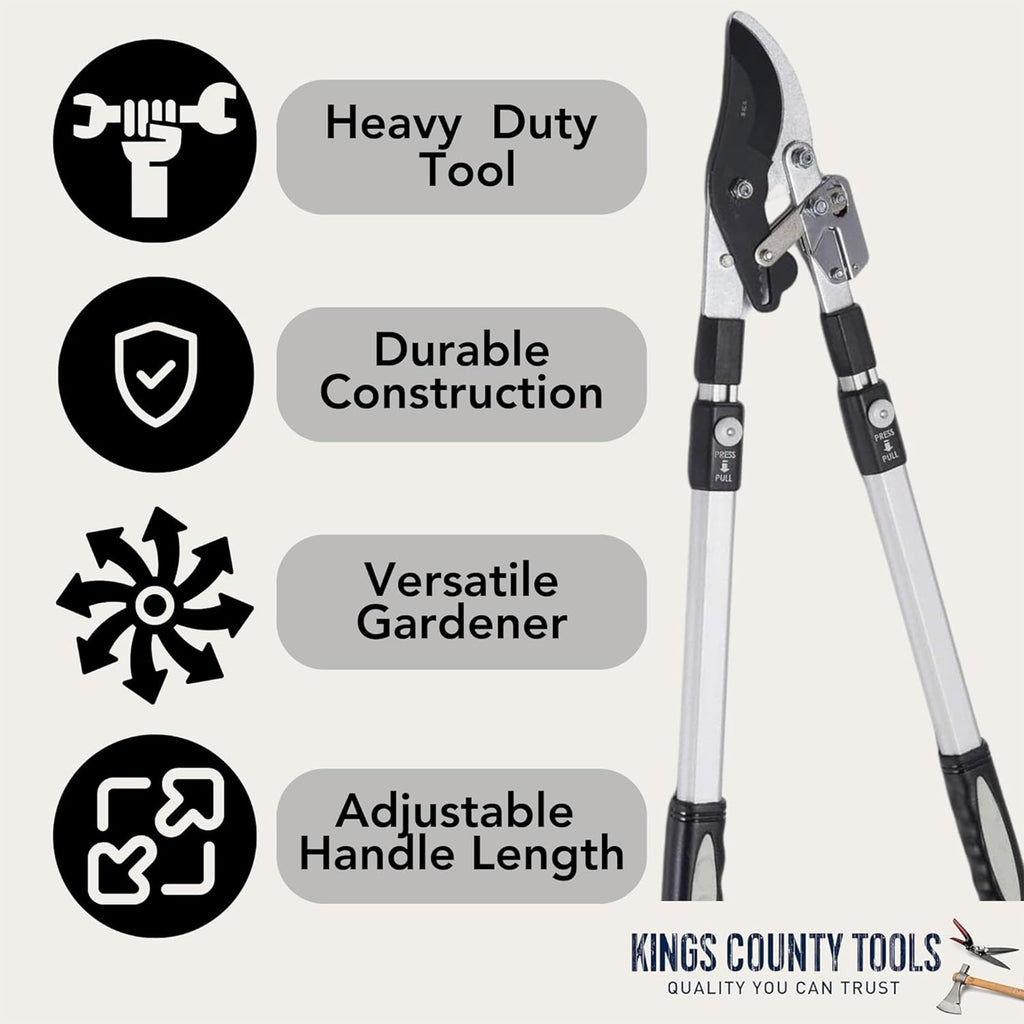 Kings County Tools Tree Trimmer Loppers with 26" - 40" Long Handles