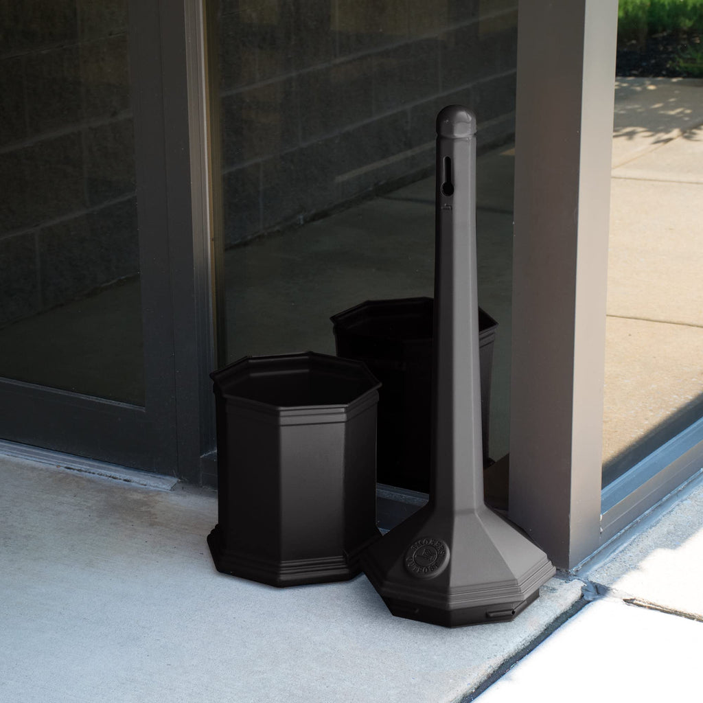 Commercial Zone 710301 Smoker’s Outpost Site Saver Cigarette Receptacle, Black, Plastic, 5 Quart