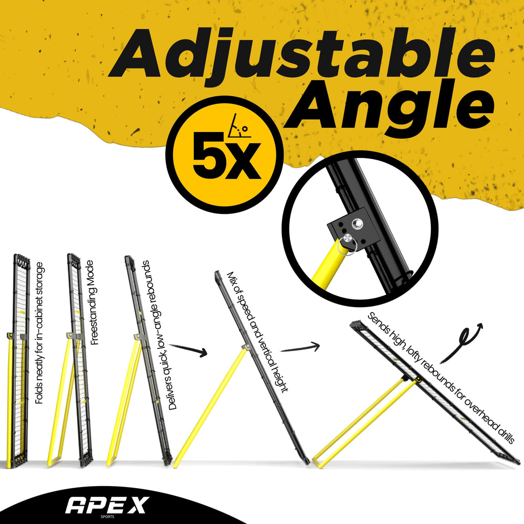 Apex Sports Adjustable Volleyball Rebounder Net 7x4 ft ��� Bounce Back Training Equipment with Angle Customization for Practicing Volleying, Bumping, Spiking ��� Durable & Portable with Travel Bag