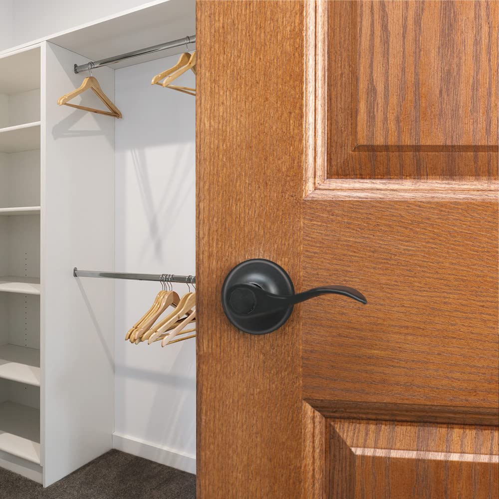 Design House Springdale One-Sided Non-Turning Dummy Door Lever, Matte Black, Decorative Interior Door Handle for Closet, Pantry, and French Doors, Reversible Surface Mount Hardware, 778878