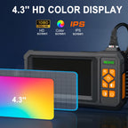 49.2 Feet Inspection Endoscope Camera with Light, 1080P HD Borescope Camera with Light, 4.3" IPS Screen, IP67 Waterproof Sewer Borescope, 49.2Ft Semi-Rigid Cord Drain Pipe Endoscope Cool Gadgets Tool