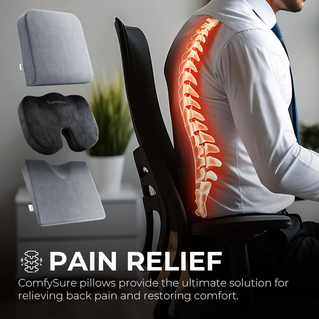 ComfySure Seat Cushion Extra Large - Firm Memory Foam Chair Pad for Recliner, Wheelchair, Office Chair, Stadium, Bleacher, Car, Floor, Patio Furniture, Bariatric Overweight Users 19”x17”x3”