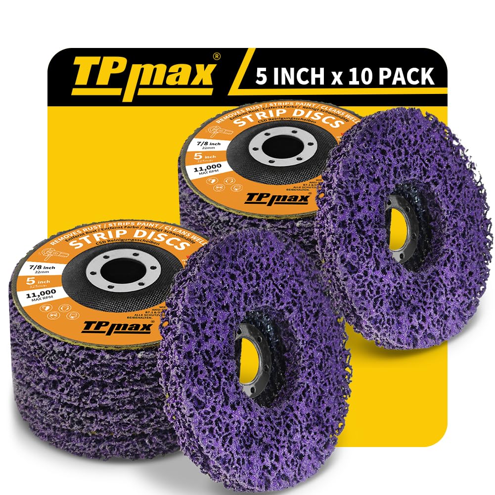TPmax 5" x7/8'' Stripping Discs Rust Remover Wheel Remove Paint and Oxidation Poly Strip Wheel Disc Abrasive Angle Grinding Wheel - 10 Pack(Purple)