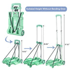 Folding Hand Truck Dolly Cart,Collapsible Shopping Trolley,Mini Lightweight Hand Dolly,Backpack Trolley,Luggage Cart,Aluminum Telescopic Rod,2 Wheel Trolley Expandable Large Chassis,Mint Green