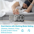 Slim LED Digital Alarm Clock, Mirror Surface for Makeup, with Diming, Large Display, Easy Setting, USB Charger Ports, Modern Bedroom, Desk, Office Living Room Decor, Christmas Birthday for Women Girl
